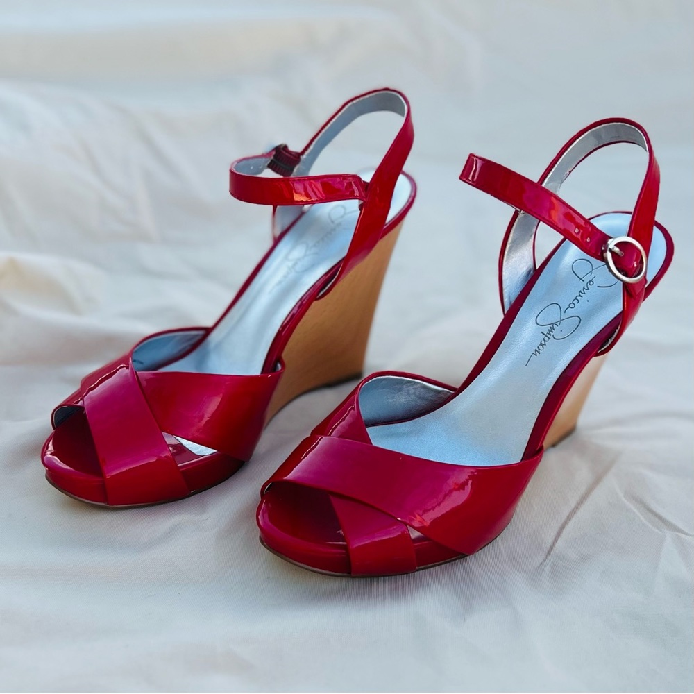 Jessica Simpson Red Wedge Heels